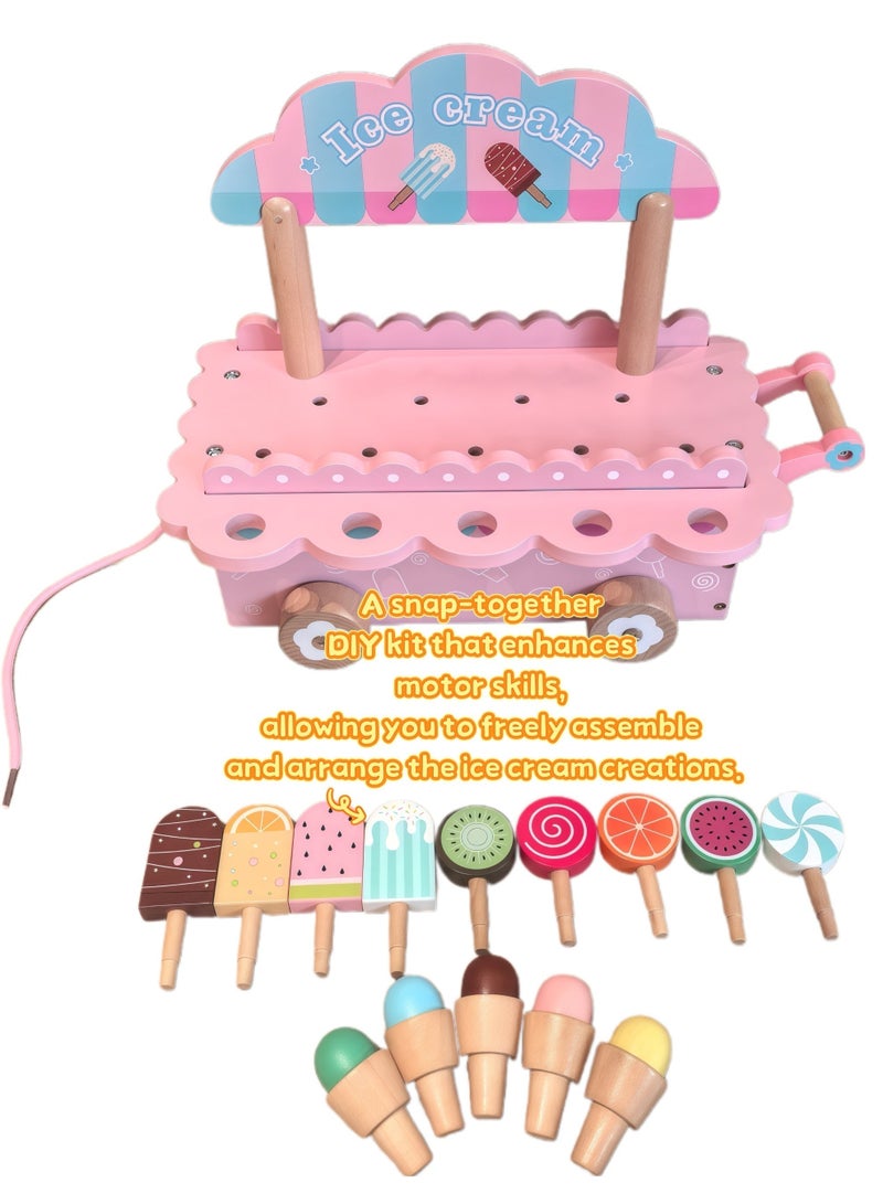 Pink Ice Cream Toy Playset - Pretend Play Food Kitchen Set for Kids, Educational & Creative Role Play Toys for Girls & Boys (3+ Years) - Perfect Birthday Gift - Image 3
