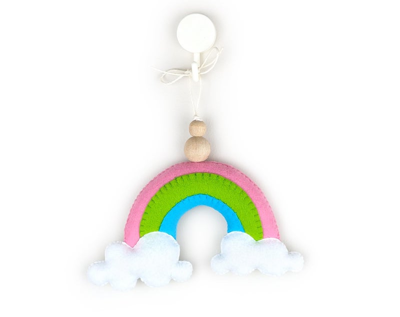AGD Handmade Rainbow Ornaments, Colorful Kids Bedroom Nursery Decor, Cute Felt Rainbow Wall Hanging, Baby Shower Decoration, Birthday Party Favors Gift, Cot Crib Accessory (Pink Blue - 6in x 3in) - Image 1