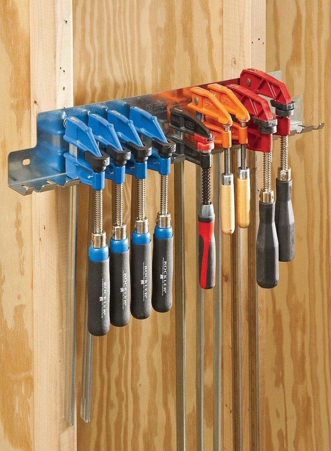 Rockler F-Clamp Rack for Wood Clamps (24-3/8”), Rack Helps to Store Heavy Duty Clamps - Galvanized Steel Clamp Rack - Store Clamps up to .30” Wide - Workshop Organizers and Storage - Image 2