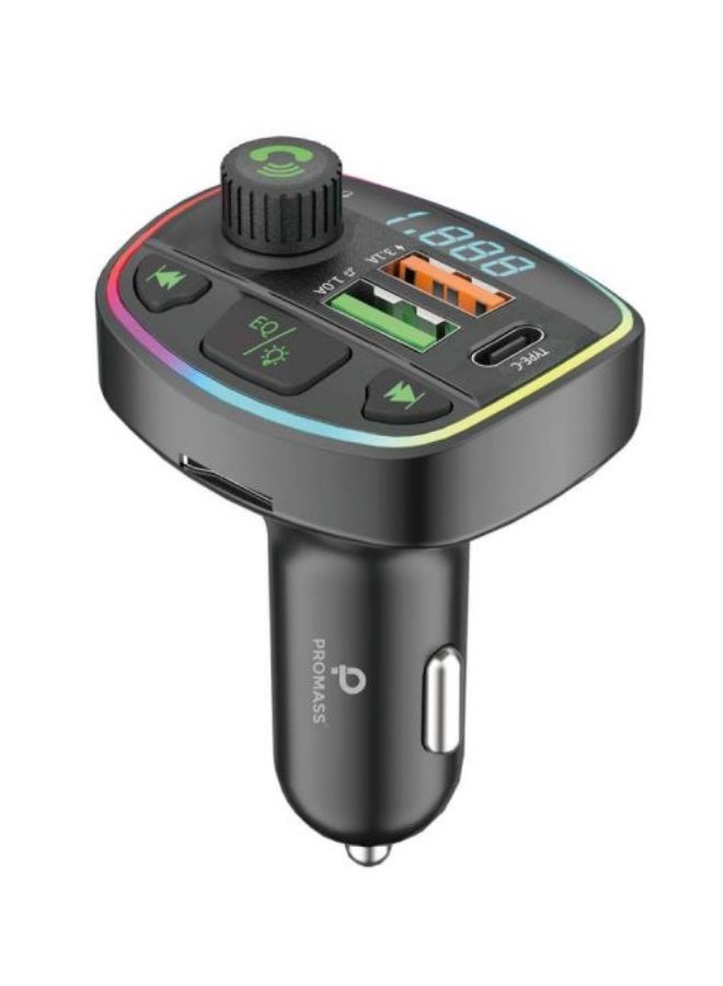 بروماس محول شاحن مشغل بلوتوث ام بي 3 للسيارة مع شاحن سريع وإضاءة LED من برومــاس موديل PM0340 |