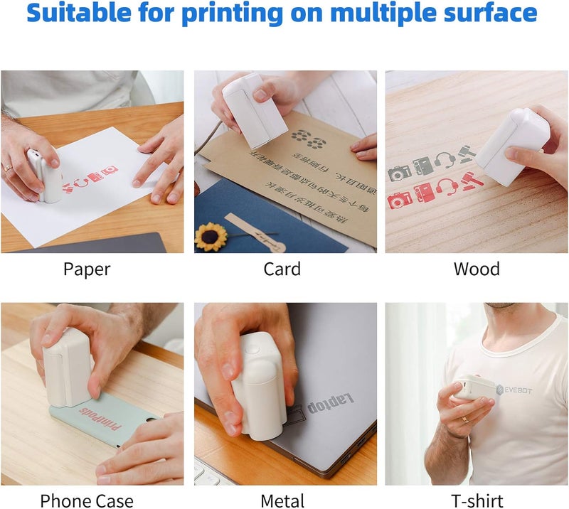 PrintPods Handheld Printer Mini Portable Inkjet Printer with Ink Cartridge WiFi Connection Compatible with Android/iOS Smartphone - Image 3