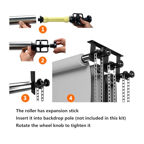 TENBEST Photography Backdrop Roller Support System, 3 Rollers, Wall/Celing/Light Stand Backdrop Mount, Background Support - Image 5