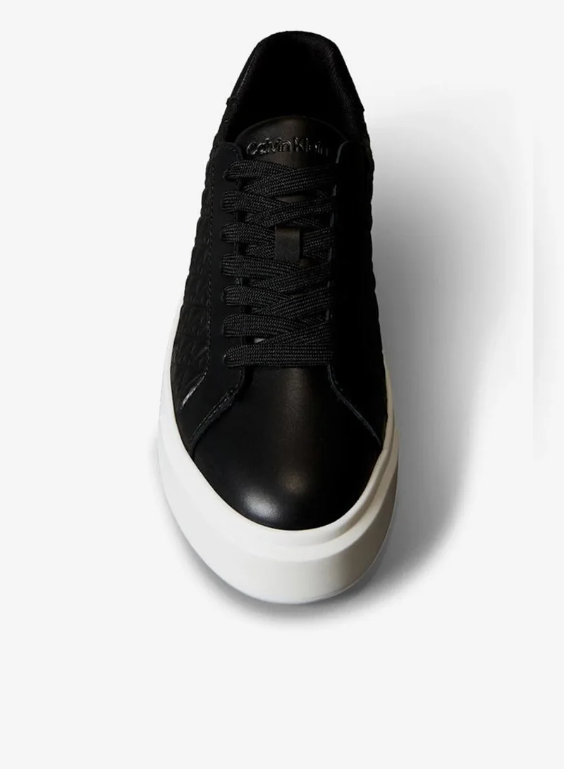 Calvin Klein Jeans  Leather Emblem Logo Trainers for Women | Best Price UAE