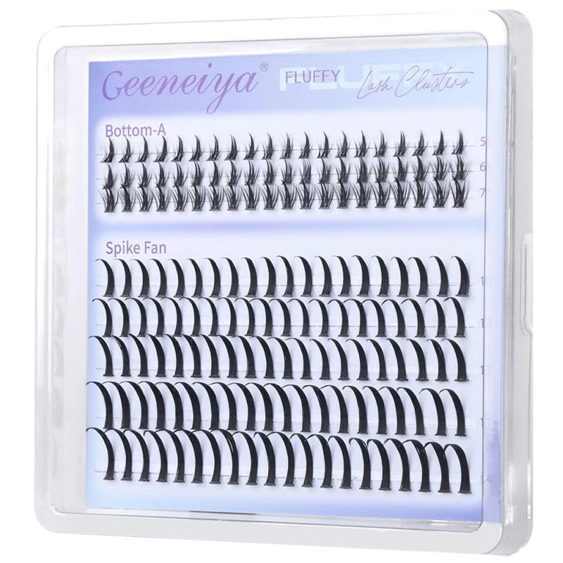 Geeneiya Spikes Lash Clusters and Bottom Lashes Wispy Eyelash Clusters D Cluster Eyelash Extensions Spike Individual Eyelashes (5-6-7mm, 11-13-15-17-19mm) - Image 1