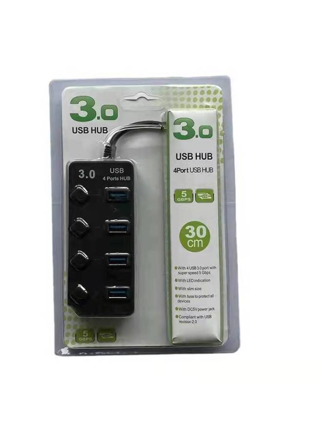 Hot Sale 4 Port USBHUB Multi-function Usb Hub Computer Extender Switch One To Four Splitter Wholesale-Number Of Interfaces:0.7m Port 2.0 Blister Color Card  - Image 1