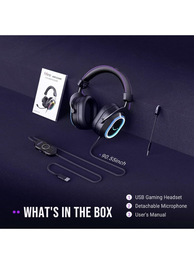 فيفين سماعة الألعاب H13 AmpliGame USB - صوت محيطي 7.1 مع ميكروفون مانع للضوضاء وتوازن بين اللعب والدردشة - Image 4