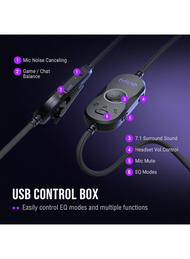 فيفين سماعة الألعاب H13 AmpliGame USB - صوت محيطي 7.1 مع ميكروفون مانع للضوضاء وتوازن بين اللعب والدردشة - Image 3
