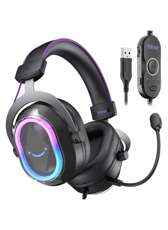 فيفين سماعة الألعاب H13 AmpliGame USB - صوت محيطي 7.1 مع ميكروفون مانع للضوضاء وتوازن بين اللعب والدردشة - Image 1