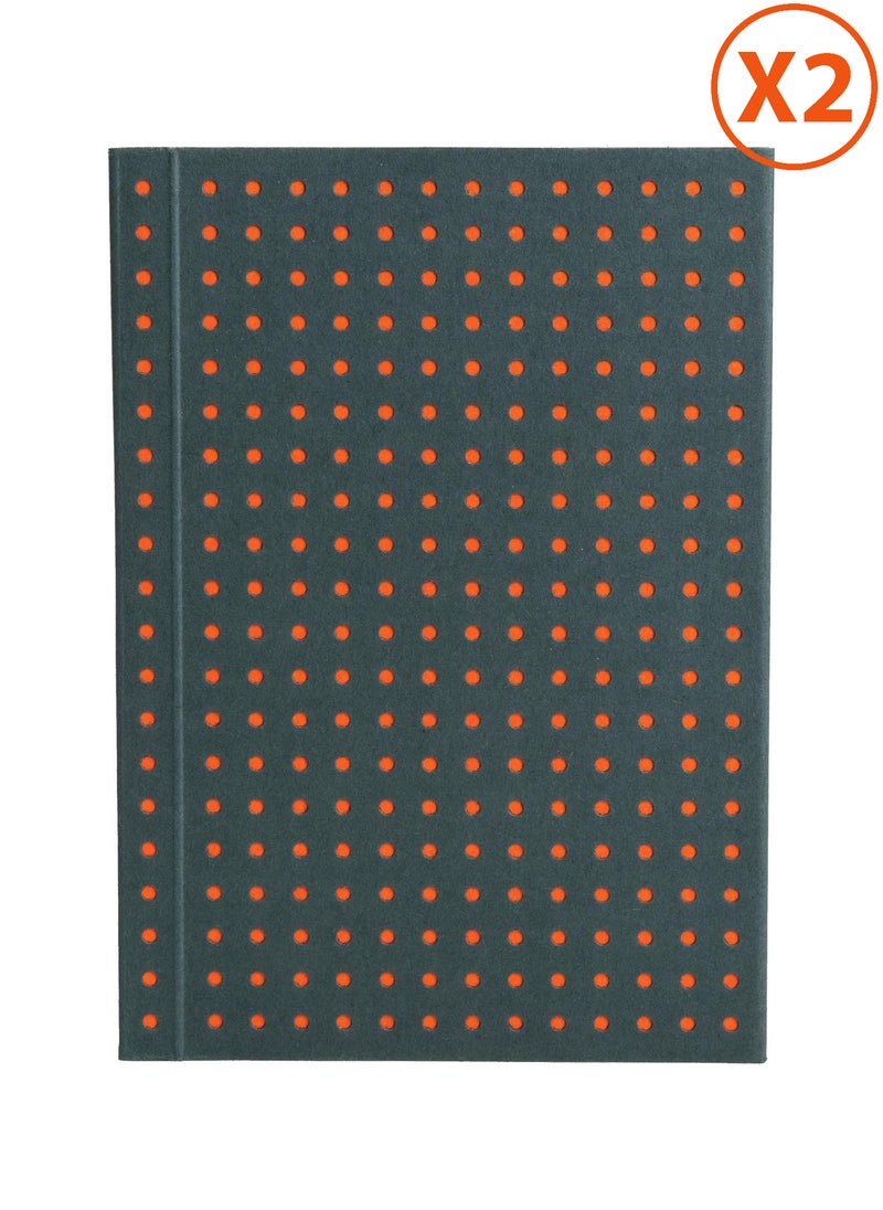 Paper-Oh Circulo Grey on Orange A7 Unlined No Closure 128 Pages 100gsm Notebook - Pack of 2 - Image 1