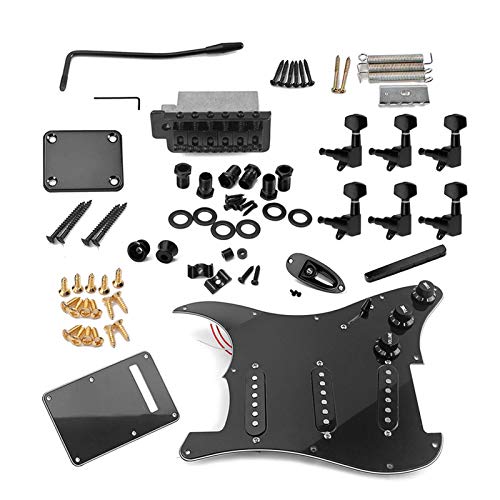 Btuty ST Style Electric Guitar Full Set DIY Accessory Kit Including Prewired Pickguard Bridge SSS Pickups and Other Accessories Black - Image 1