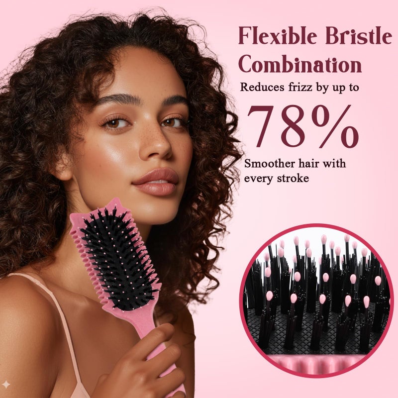 Tcsxady Curly Hair Brush, Curl Defining Brush for Effortless Curly Hair Care, Funny Cat Ear Type Curl Brush Suitable for Wet & Dry Hair,Women and Men,Reduces Frizz (Pink) - Image 5