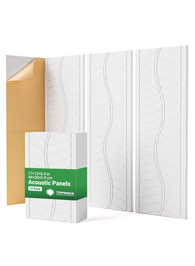 Topnaca Sound Proof Panels for Walls, 17"×11"×0.4" Self Adhesive Soundproof Wall Panels, 12 Pack High Density Acoustic Panels,Soundproofing for Recording Studio Home Offices (White) - Image 1