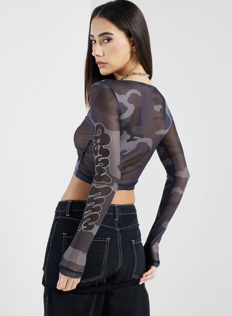 Grimey Tusker Temple Micro Mesh Crop Top  - Image 2