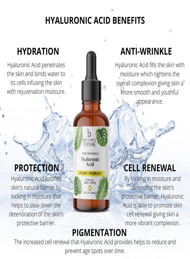 Brittanie's Thyme Pure Hyaluronic Acid Serum for Face | Anti-Aging Serum for Fine Lines & Wrinkles | Intense Plumping and Hydration | Repairs Dry Skin with Highest Concentration of Hyaluronic Acid - Image 3