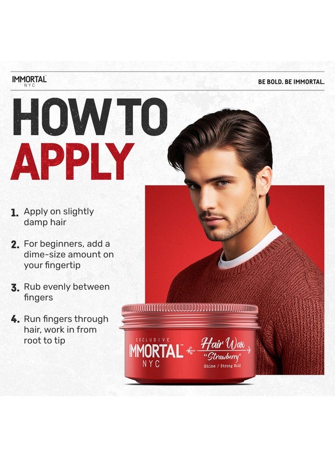 Immortal NYC Strawberry Hair Wax - 8 out of 9 Holding Ability, Max Shine - All Natural Water-Based Hair Wax for Men - No Residue, All Hair Types - Image 5