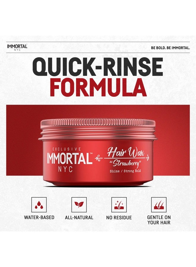 Immortal NYC Strawberry Hair Wax - 8 out of 9 Holding Ability, Max Shine - All Natural Water-Based Hair Wax for Men - No Residue, All Hair Types - Image 4