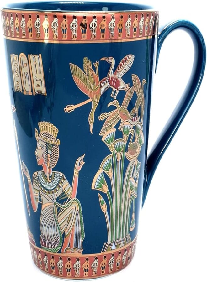immatgar pharaonic tea coffee mug ancient Egyptian souvenirs gifts for women men from Egypt (Chariot - Blue - 300 MM)