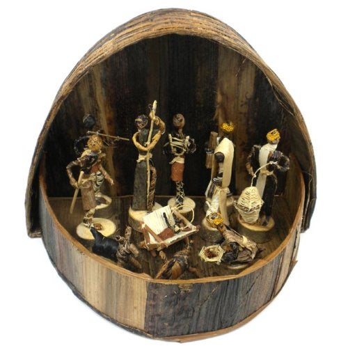 Global Crafts Nativity Parent - Banana Fiber Nativity Set - Handcrafted Round Kenya Christmas Decor - Image 1