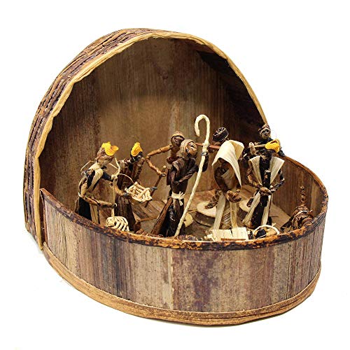 Global Crafts Nativity Parent - Banana Fiber Nativity Set - Handcrafted Round Kenya Christmas Decor - Image 3