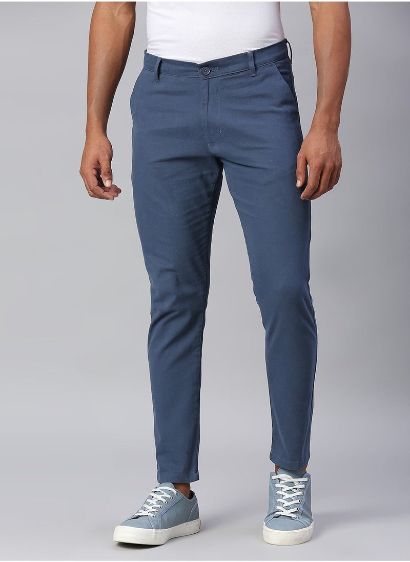 Dennis Lingo Men's Petrol Blue Tapered Fit Cotton Chino Pants  - Image 2