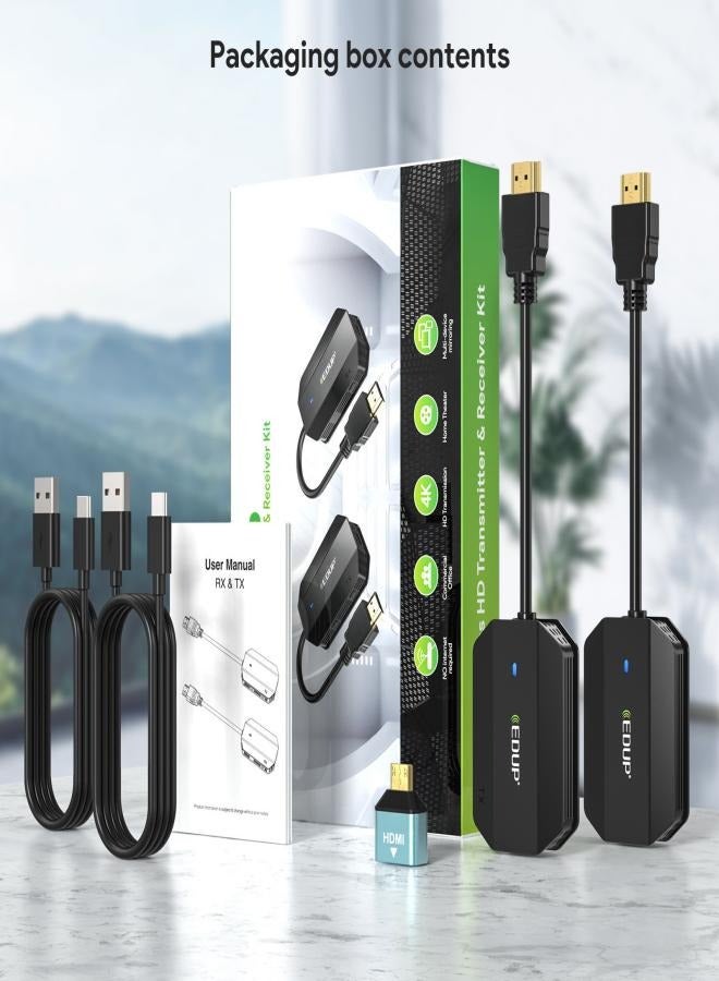 Wireless HDMI Transmitter and Receiver, Plug & Play, Wireless HDMI Extender Kit, Support 5GHz for Streaming Media Video/Audio/File for Laptop/PC/Camera/Phone to Monitor/Projector/HDTV - Image 1
