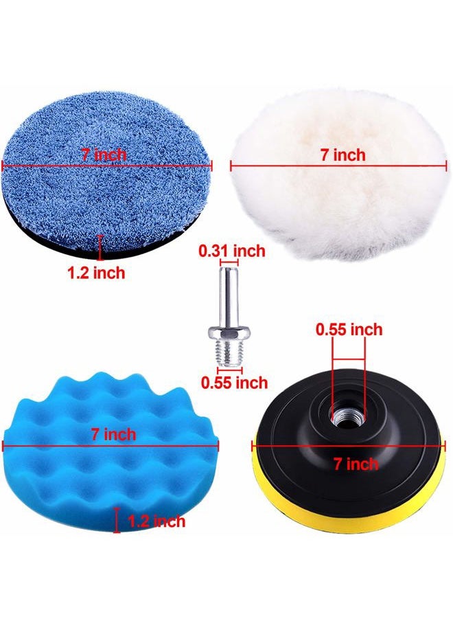 SIQUK 17 Pieces 7 Inch Buffing Pads Foam Polishing Pad Wax Buffer Polish Pads Bonnets Car Polishing Buffing Pad Buffer Attachment for Drill  - Image 5