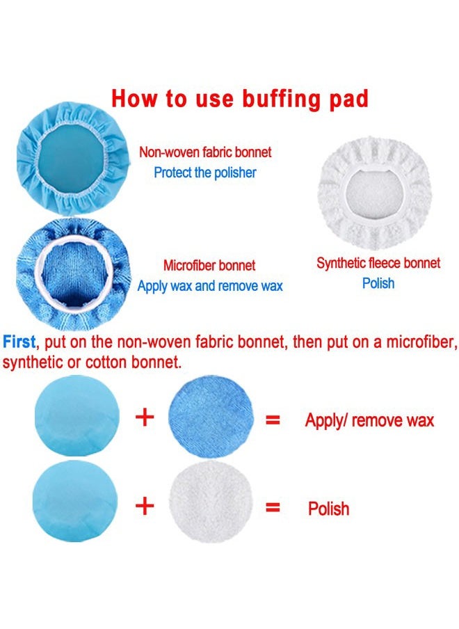 SIQUK 17 Pieces 7 Inch Buffing Pads Foam Polishing Pad Wax Buffer Polish Pads Bonnets Car Polishing Buffing Pad Buffer Attachment for Drill  - Image 4