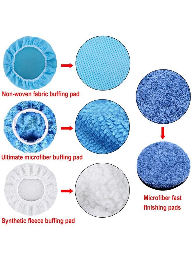 SIQUK 17 Pieces 7 Inch Buffing Pads Foam Polishing Pad Wax Buffer Polish Pads Bonnets Car Polishing Buffing Pad Buffer Attachment for Drill  - Image 3