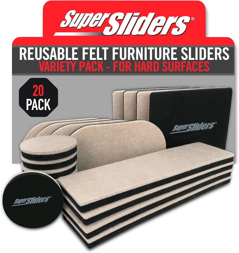 SUPER SLIDERS 4712595Z مجموعة أثاث قابلة لإعادة الاستخدام مصنوعة من القطن لأسطح الأرضيات الصلبة، مناسبة لجميع أنواع الأثاث (20 قطعة) - Image 1
