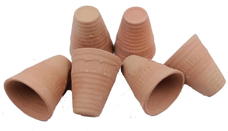 Terracotta Clay Glass Mitti Glass Mug for WaterTeaCoffeeLassi 50ML Pack of 6  - Image 1