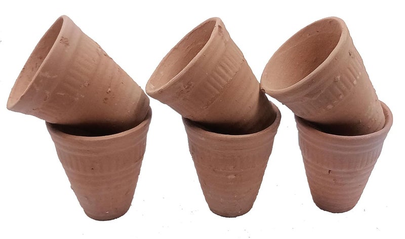 Terracotta Clay Glass Mitti Glass Mug for WaterTeaCoffeeLassi 50ML Pack of 6  - Image 5