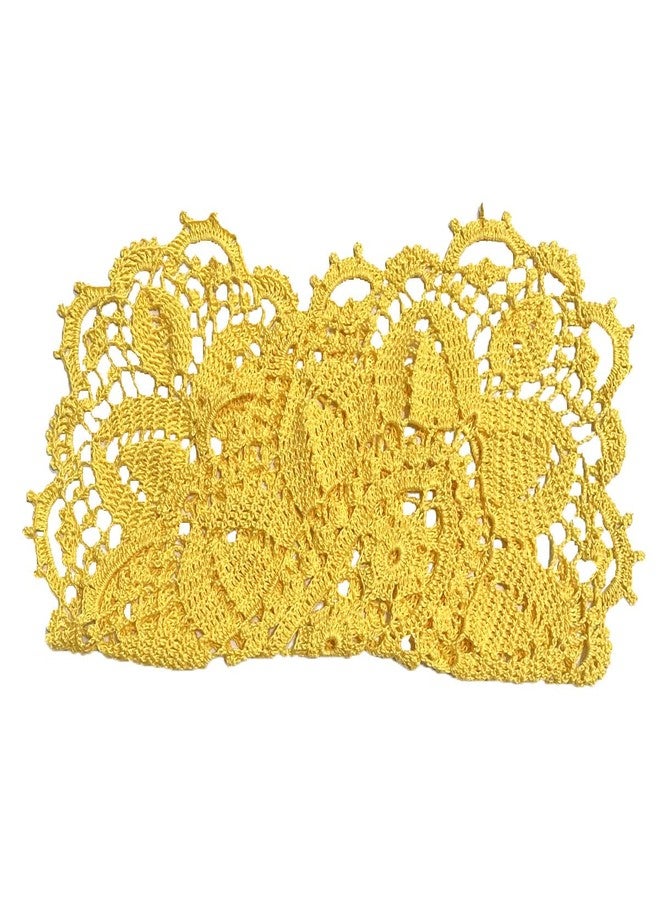 BIBITIME Anniversary Mother's Day Lace Tablecloth Doily Handmade Crochet Placemat Women Vase Mat Kitchen Table Runner (1PC- 12 x 22 in, Yellow) - Image 2