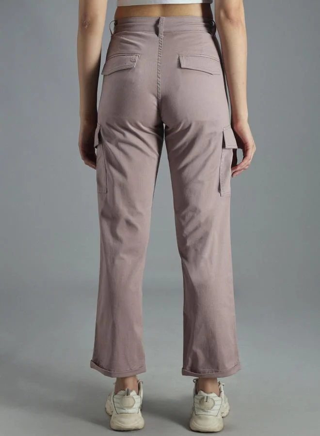 HIGH STAR High Rise Straight Fit Cropped Cargo Trousers by Styli