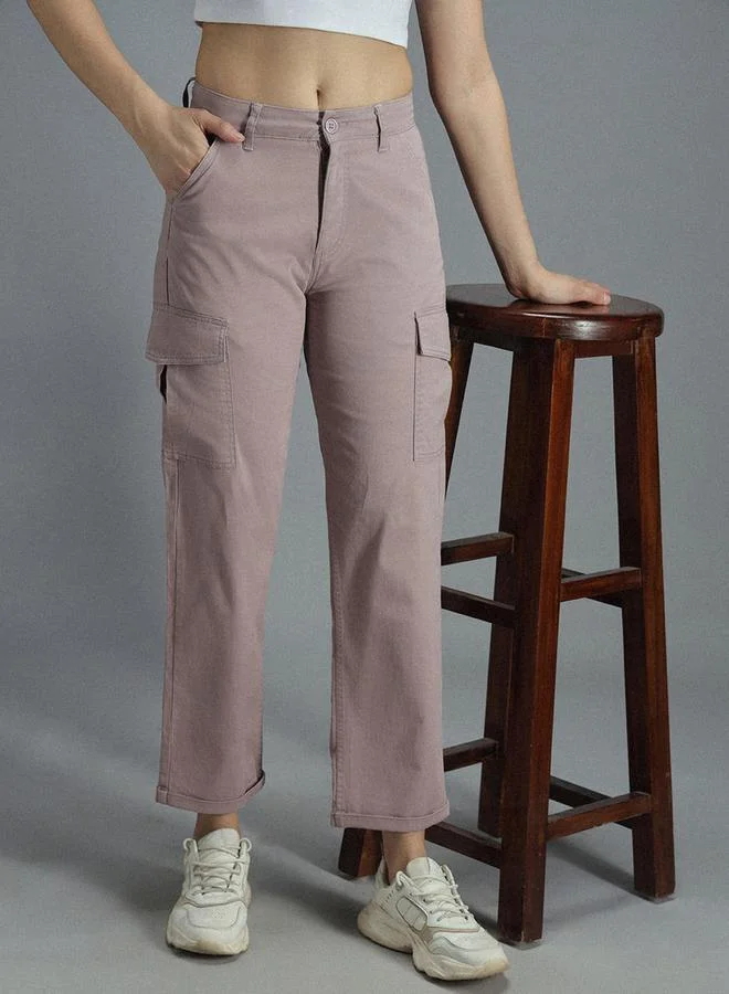 HIGH STAR High Rise Straight Fit Cropped Cargo Trousers by Styli