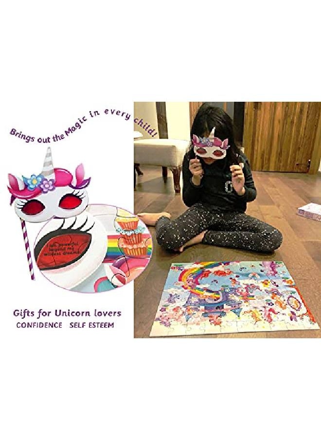 CHALK AND CHUCKLES - I Love Unicorns 100 Piece Jigsaw Puzzle, 19" X 14" Secret Message Puzzle For Kids Age 5+, Happy Gifts For Girls, Boys 69 Years - Image 1