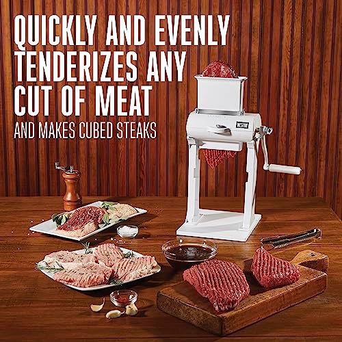 Weston Meat Tenderizer Tool & Heavy Duty Cuber, Quick and Easy Manual Operation For Cuts Up To 4.5” Wide x .75” Thick, Durable Aluminum Construction, Stainless Steel Blades, White (07-3101-W-A) - Image 2