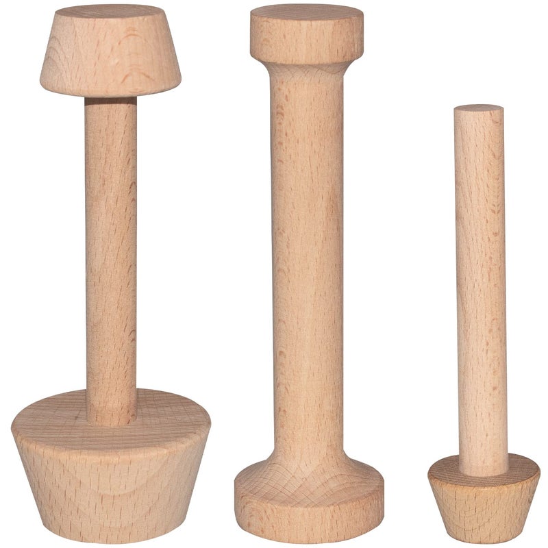 Dupiulk Wooden Tart Tamper Set Double Side Pie Pastry Dough Tamper Egg Tart Pan Mold DIY Cake Pastry Baking Tool for Mini Egg Tart Cheesecakes Pasta and Dessert Baking 3 Pieces