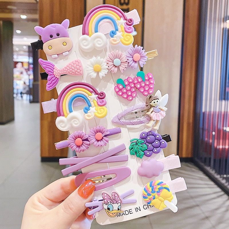 14 PCS Baby Girls Hair Clips, Colourful & Cute Hair Accessories | Multicolour - Image 1
