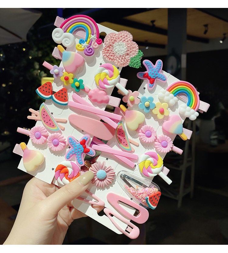 14 PCS Baby Girls Hair Clips, Colourful & Cute Hair Accessories | Multicolour - Image 5