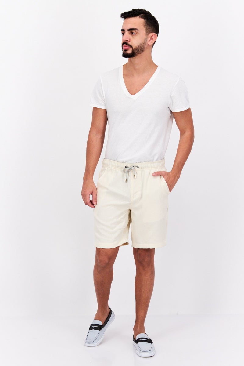 Cabana Men Textured Basic Shorts, Beige - Image 4