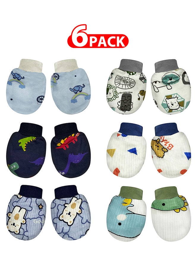 MARGOUN 6 Packs Newborn Baby Mittens Anti Scratch Baby Mittens No Scratch Mittens Baby Gloves for 0-6 Months Boys Girls Multicolour  - Image 1