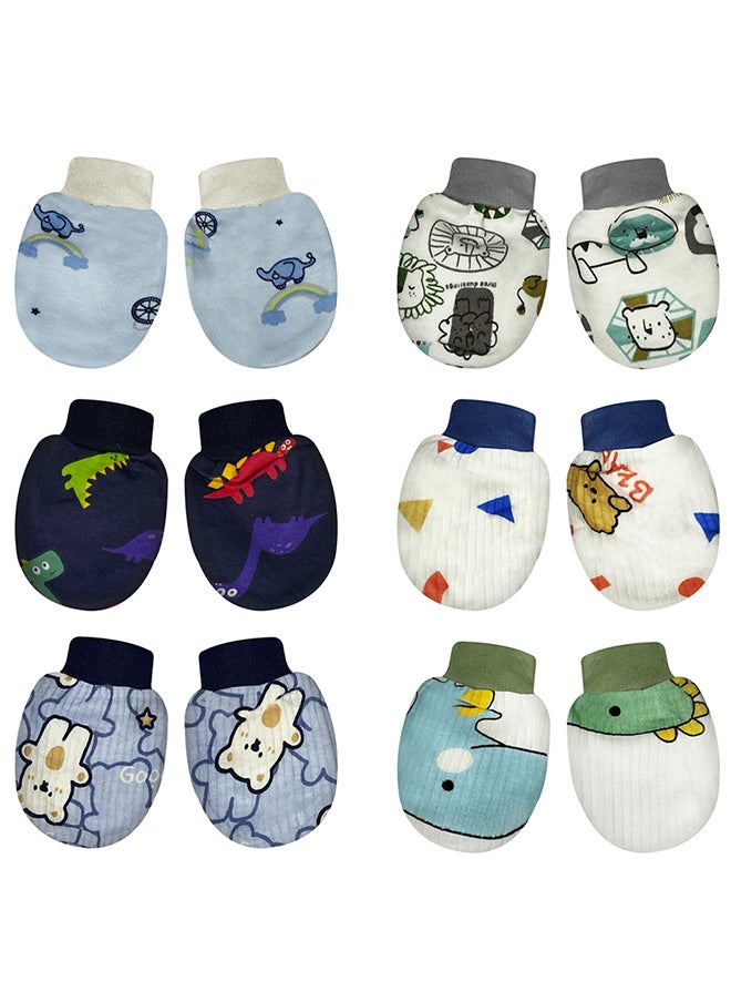 MARGOUN 6 Packs Newborn Baby Mittens Anti Scratch Baby Mittens No Scratch Mittens Baby Gloves for 0-6 Months Boys Girls Multicolour  - Image 2