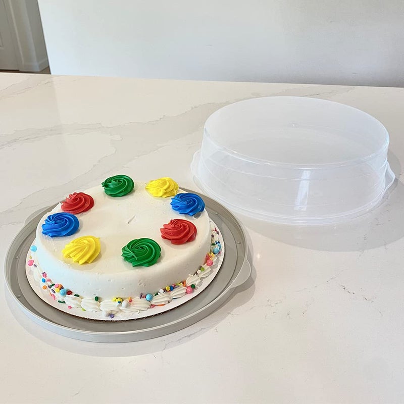 Evelots حافظة فطائر إيفيلوتس - عبوة 4 - حاملة تخزين كعك  مافن  كب كيك  تورتيلا  بيتزا - 10 بوصة محكمة الإغلاق مع غطاء - تخزين طعام بلاستيكي شفاف - بلاستيك خالي من BPA - سهل النقل - Image 3