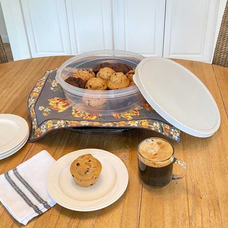 Evelots حافظة فطائر إيفيلوتس - عبوة 4 - حاملة تخزين كعك  مافن  كب كيك  تورتيلا  بيتزا - 10 بوصة محكمة الإغلاق مع غطاء - تخزين طعام بلاستيكي شفاف - بلاستيك خالي من BPA - سهل النقل - Image 5