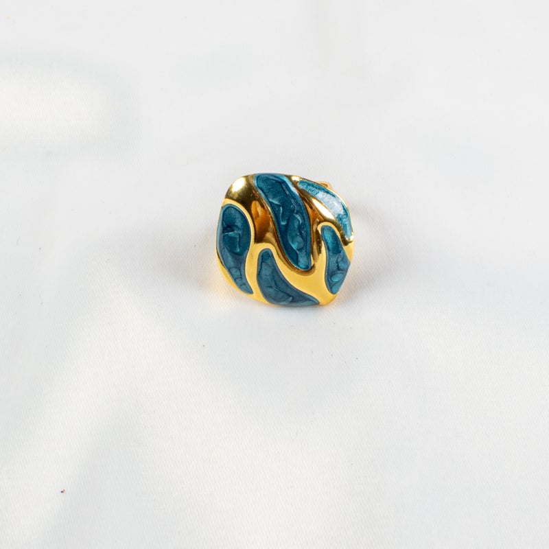 Golden Blue Stainless Steel Fee Size Ring - Image 2