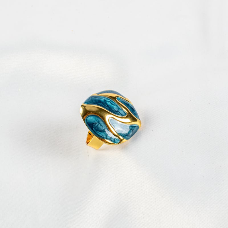 Golden Blue Stainless Steel Fee Size Ring - Image 1