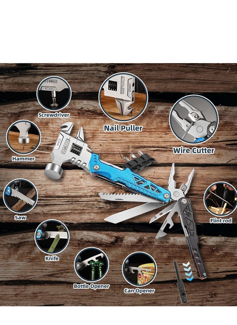 SYOSI Upgraded Hammer Multitool, 18-in-1 Multitool Hatchet Axe Knife Hammer Pliers Saw Screwdrivers Bottle Can Opener Nylon Sheath Perfect for Camping Hiking Survival Gifts for Men  - Image 5