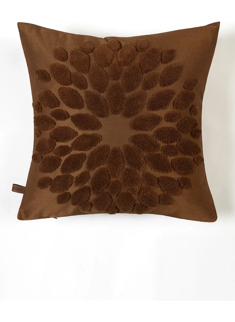 هامور Dough Bohemian Special Design Punch Punch Pattern Square Decorative Throw Pillow Case Flower Brown