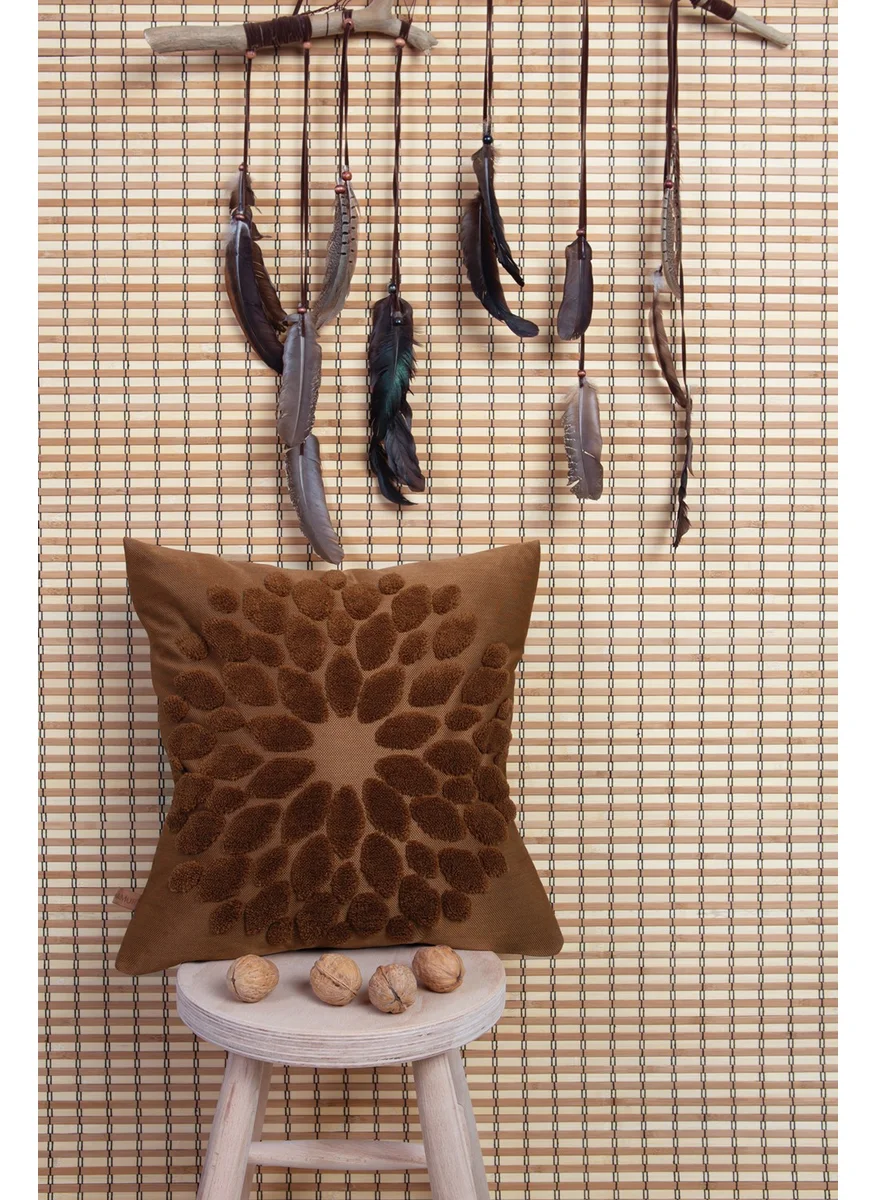 هامور Dough Bohemian Special Design Punch Punch Pattern Square Decorative Throw Pillow Case Flower Brown
