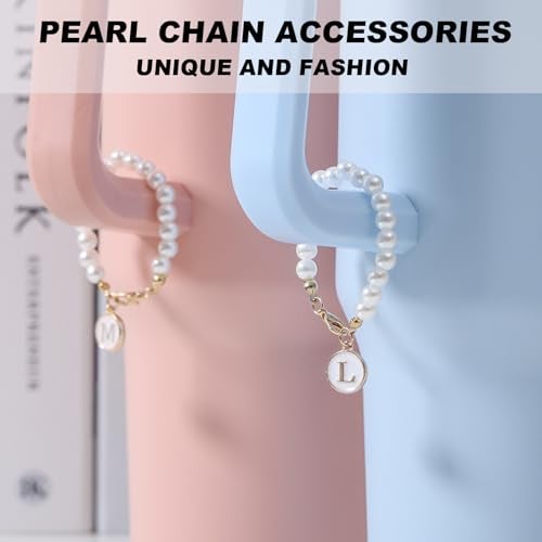 LUHOHI Letter Charm for Stanley Cup，Pearl Chain Accessories Stanley Cup Initial Charms for Handle Stuff Decor Water Bottle Jewelry Tumbler Cute Simple Modern Personalized Name ID Decorations (S) - Image 4